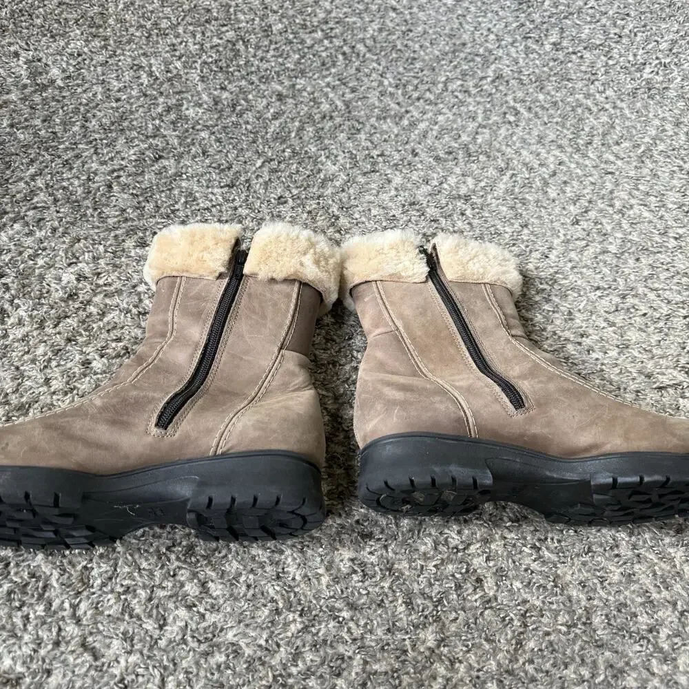Martino Canada Shearling Brown Leather Boots Women’s Size 10 B Zip Winter